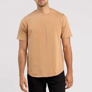 Nuuds Short Sleeve Curved Hem T-Shirt Cinnamon Tan Size XL